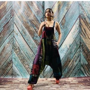 Handmade Baggy Patchwork Overall Maxi Jumpsuit